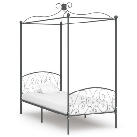 Letto a Baldacchino Grigio in Metallo 90x200 cm