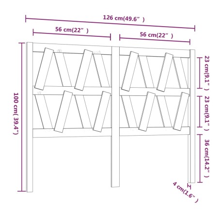 Testiera per Letto 126x4x100 cm in Legno Massello di Pino