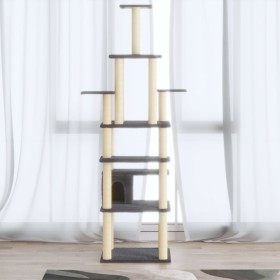 Albero per Gatti con Tiragraffi in Sisal Grigio Scuro 183 cm