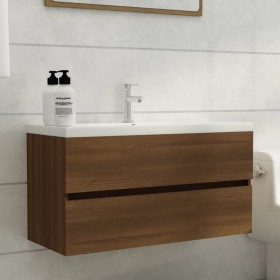 Mobile Lavabo Rovere Marrone 90x38,5x45 cm in Legno Multistrato