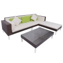 Set Divani da Giardino 4 pz con Cuscini in Polyrattan Marrone