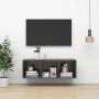 Mobile TV da Parete Grigio Lucido 37x37x107cm Legno Multistrato