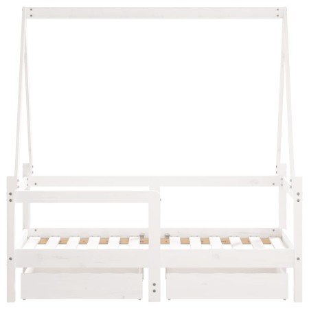 Giroletto Bambini con Cassetti Bianco 70x140cm Massello di Pino