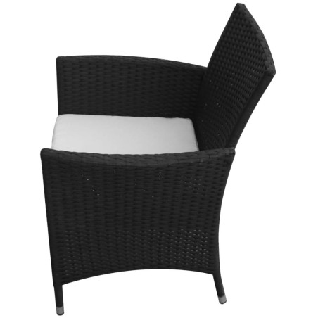 Set da Pranzo da Giardino 9 pz con Cuscini in Polyrattan Nero