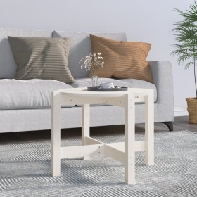 Tavolino da Salotto Bianco Ø 62,5x45 cm Legno Massello di Pino