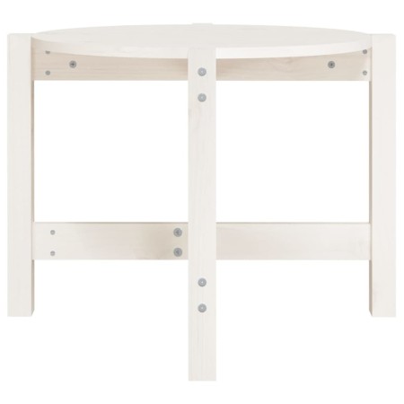 Tavolino da Salotto Bianco Ø 62,5x45 cm Legno Massello di Pino