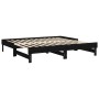 Dormeuse Estraibile Nera 2x(90x190) cm Legno Massello di Pino