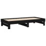 Dormeuse Estraibile Nera 2x(90x190) cm Legno Massello di Pino