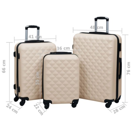 Set Valigie Trolley a Custodia Rigida 3 pz Oro in ABS