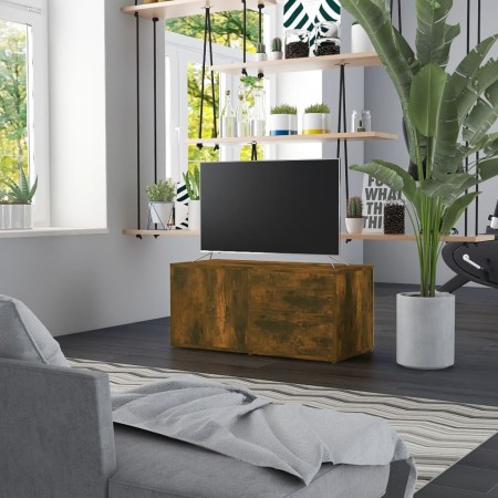 Mobile Porta TV Rovere Fumo 80x34x36 cm in Legno Multistrato