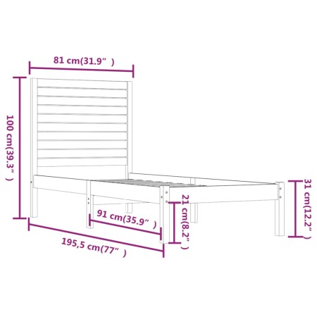 Giroletto Bianco in Legno Massello 75x190 cm Small Single