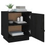 Comodini Nero 2 pz 40x34x45 cm in Legno Massello di Pino