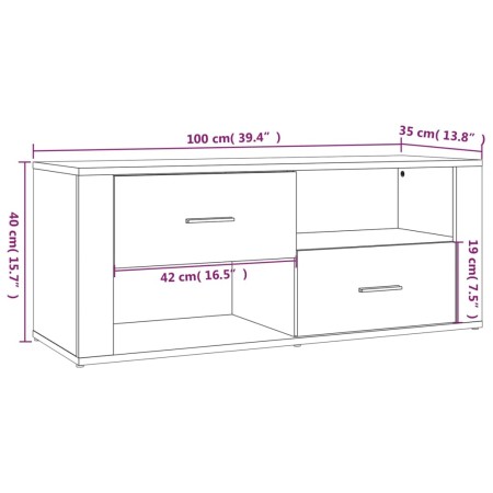 Mobile TV Rovere Fumo 100x35x40 cm in Legno Multistrato