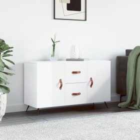 Credenza Bianco Lucido 100x36x60 cm in Legno Multistrato