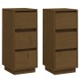 Credenze 2 pz Marrone Miele 32x34x75 cm Legno Massello di Pino