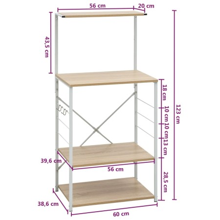 Mobile Microonde Bianco Rovere 60x39,6x123cm Legno Multistrato