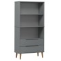 Libreria MOLDE Grigia 85x35x170,5 cm in Legno Massello di Pino