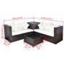 Set Divani da Giardino 4 pz con Cuscini in Polyrattan Marrone