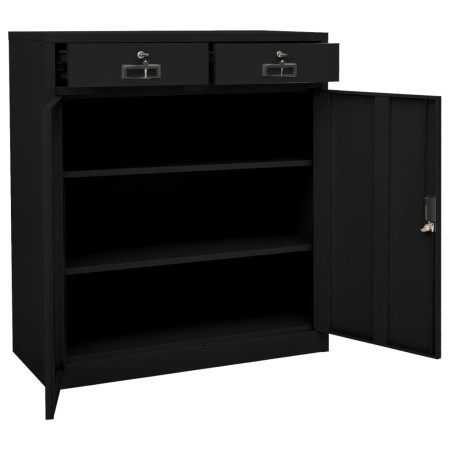 Armadio per Ufficio Nero 90x40x102 cm in Acciaio