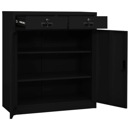 Armadio per Ufficio Nero 90x40x102 cm in Acciaio