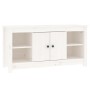 Mobile Porta TV Bianco 103x36,5x52 cm in Legno Massello di Pino