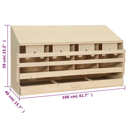 Casetta Cova per Galline 4 Scomparti 106x40x59 cm Legno di Pino