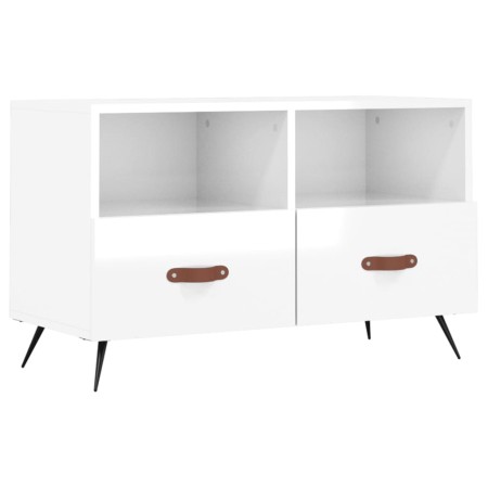 Mobile Porta TV Bianco Lucido 80x36x50 cm in Legno Multistrato