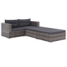 Set Divani da Giardino 3 pz con Cuscini in Polyrattan Grigio