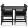 Set da Pranzo da Giardino 7 pz con Cuscini in Polyrattan Nero