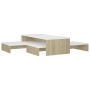 Set Tavolini ad Incastro Bianco e Rovere Sonoma 100x100x26,5 cm