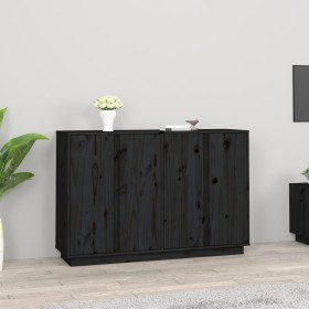 Credenza Nera 120x35x80 cm in Legno Massello di Pino