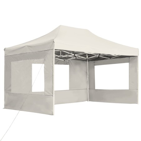 Gazebo Professionale Pieghevole Pareti Alluminio 4,5x3m Crema