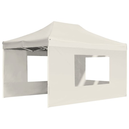 Gazebo Professionale Pieghevole Pareti Alluminio 4,5x3m Crema