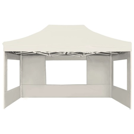 Gazebo Professionale Pieghevole Pareti Alluminio 4,5x3m Crema