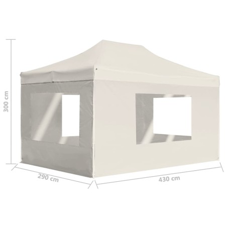 Gazebo Professionale Pieghevole Pareti Alluminio 4,5x3m Crema