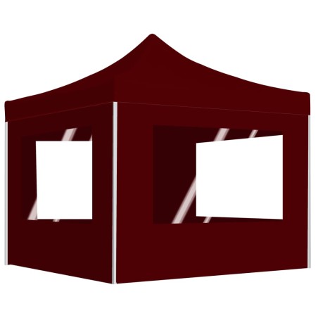 Gazebo Pieghevole in Alluminio con Pareti 3x3 m Rosso Vino