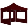 Gazebo Pieghevole in Alluminio con Pareti 3x3 m Rosso Vino