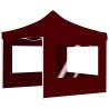 Gazebo Pieghevole in Alluminio con Pareti 3x3 m Rosso Vino