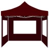 Gazebo Pieghevole in Alluminio con Pareti 3x3 m Rosso Vino