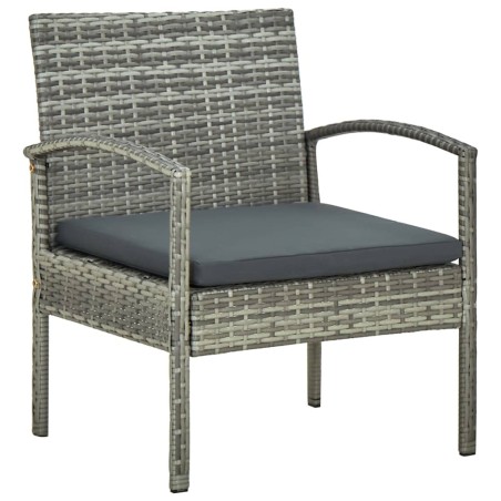 Set Divani da Giardino 5pz con Cuscini in Polyrattan Grigio