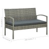 Set Divani da Giardino 5pz con Cuscini in Polyrattan Grigio