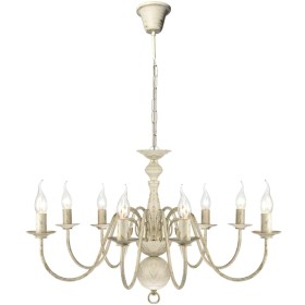 Lampadario Stile Antico Metallo Bianco 8 Lampadine E14