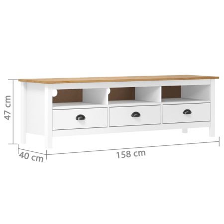 Mobile Porta TV Hill Bianco 158x40x47 cm in Legno di Pino