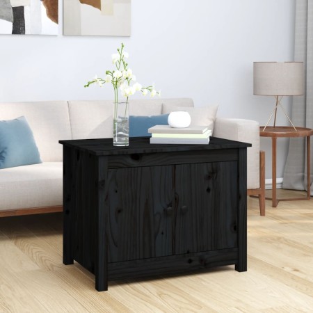 Tavolino da Salotto Nero 71x49x55 cm in Legno Massello di Pino