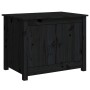 Tavolino da Salotto Nero 71x49x55 cm in Legno Massello di Pino