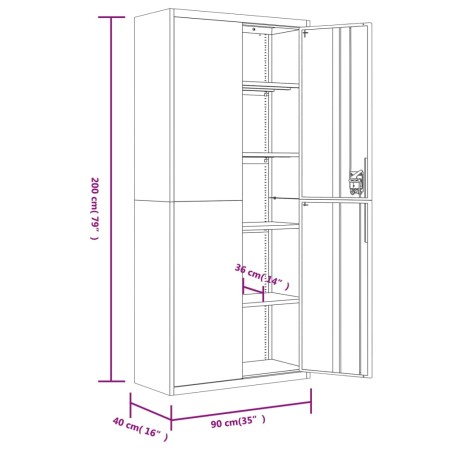 Armadio Classificatore Antracite 90x40x200 cm in Acciaio