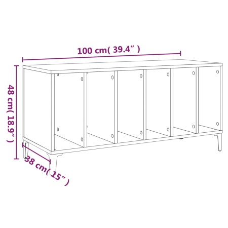 Mobile Porta Dischi Bianco 100x38x48 cm in Legno Multistrato