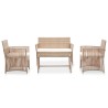 Set Divani da Giardino 4 pz con Cuscino in Polyrattan Beige