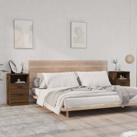 Comodini 2 pz Rovere Marrone in Legno Multistrato