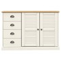 Credenza Cassetti VIGO 113x40x75 cm Legno Massello Pino Bianco